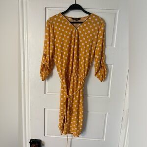 Chic Mustard Polka Dot Long Sleeve Dress